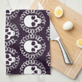 Skulls Paars en wit Theedoek (Quarter Fold)