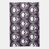 Skulls Paars en wit Theedoek (Verticaal)