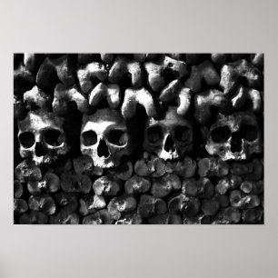 Skulls - Paris Catacombs, zwart-witversie Poster