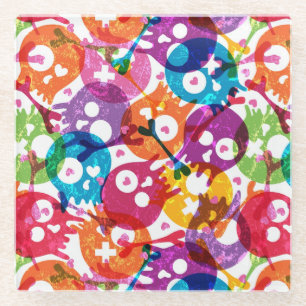 Skulls-patroon Glazen Onderzetter