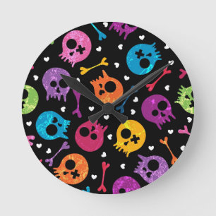 Skulls-patroon Ronde Klok