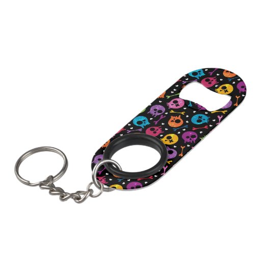 Skulls-patroon Sleutelhanger Flessenopener (Voorkant Gekanteld)