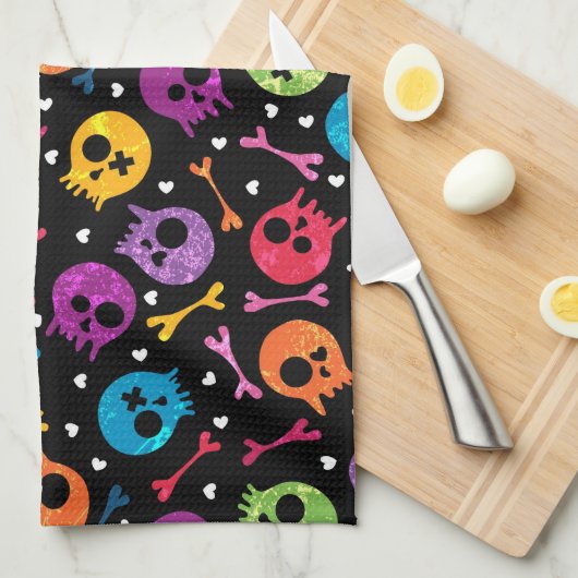 Skulls-patroon Theedoek (Quarter Fold)