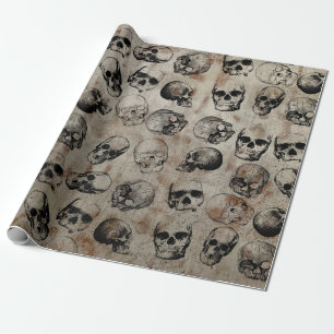  Skulls-patroonpatroon met storende halloween Cadeaupapier