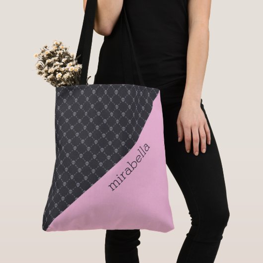 Skulls Pattern Monogrammed Canvas tas (Dichtbij)