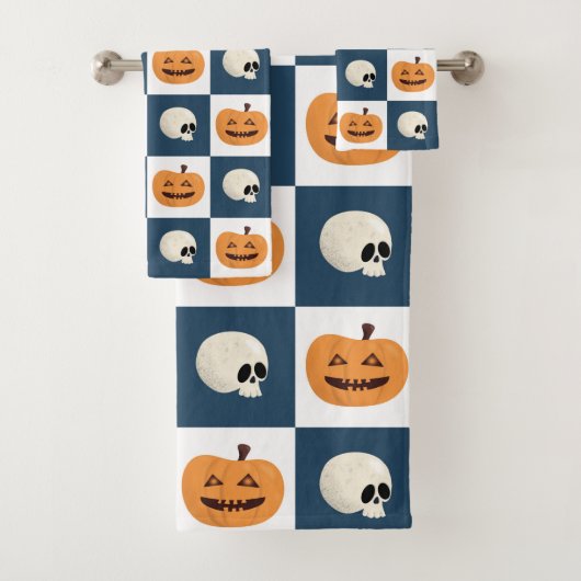 Skulls & Pumpkins Checks Bad Handdoek (Insitu)