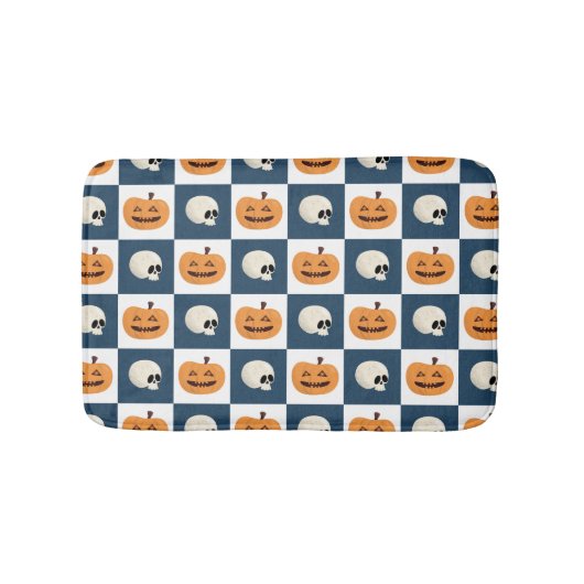 Skulls & Pumpkins Checks Badmat (Voorkant)