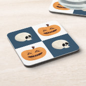Skulls & Pumpkins Checks Bier Onderzetter (Linkerzijde)