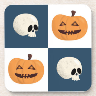 Skulls & Pumpkins Checks Bier Onderzetter