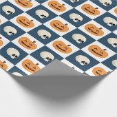 Skulls & Pumpkins Checks Cadeaupapier (Hoek)