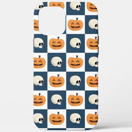 Skulls & Pumpkins Checks Case-Mate iPhone Case (Achterkant)