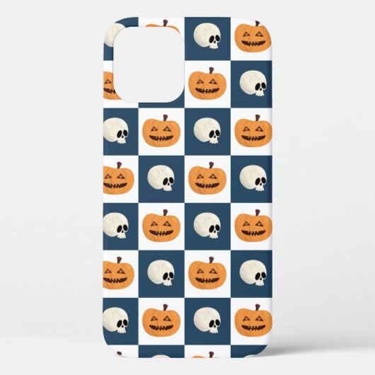 Skulls & Pumpkins Checks Case-Mate iPhone Case (Achterkant)