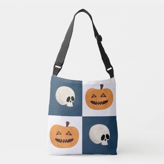 Skulls & Pumpkins Checks Crossbody Tas (Voorkant)