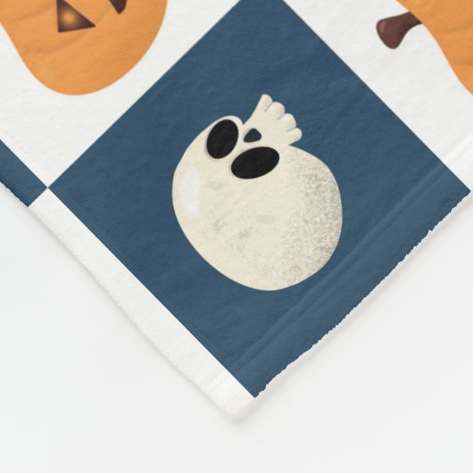 Skulls & Pumpkins Checks Fleece Deken (Hoek)