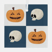 Skulls & Pumpkins Checks Glas Ornament (Achterkant)