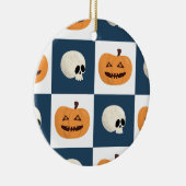 Skulls & Pumpkins Checks Keramisch Ornament (Rechts)