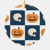 Skulls & Pumpkins Checks Keramisch Ornament (Achterkant)