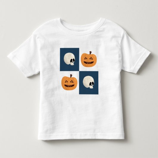 Skulls & Pumpkins Checks Kinder Shirts (Voorkant)