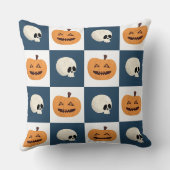 Skulls & Pumpkins Checks Kussen (Achterkant)