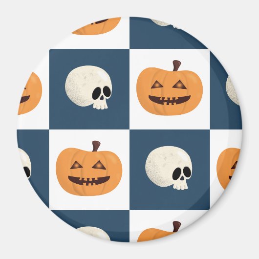 Skulls & Pumpkins Checks Magneet (Voorkant)