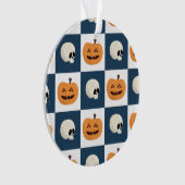 Skulls & Pumpkins Checks Ornament (voorkant)