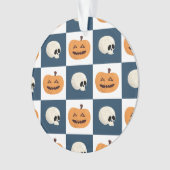 Skulls & Pumpkins Checks Ornament (voorkant)