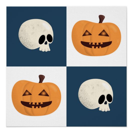 Skulls & Pumpkins Checks Perfect Poster (Voorkant)