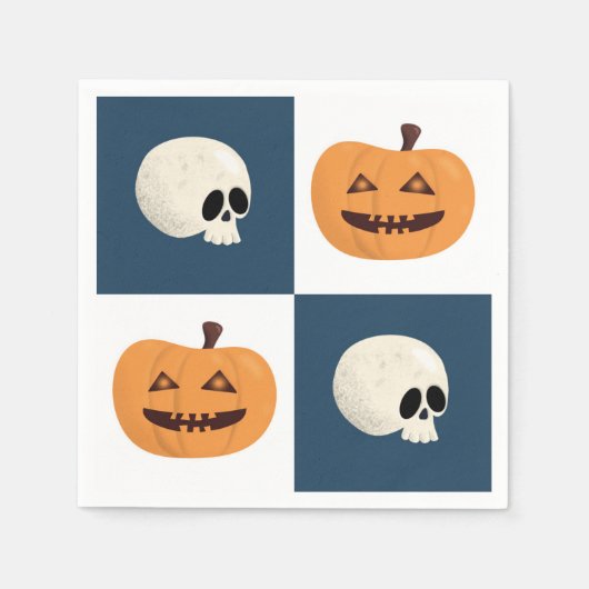 Skulls & Pumpkins Checks Servet (Voorkant)