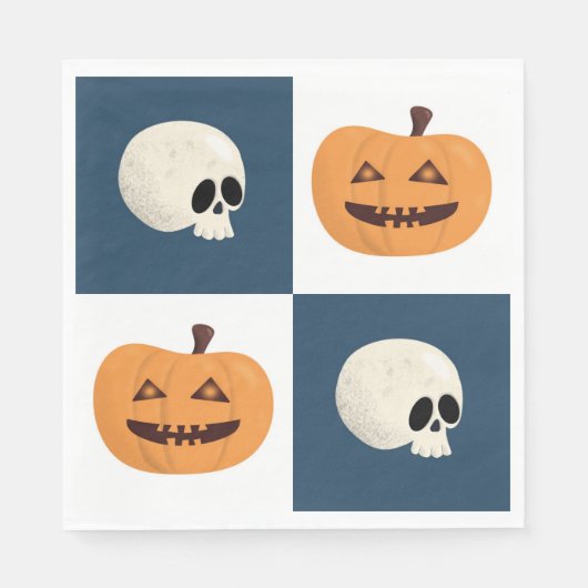 Skulls & Pumpkins Checks Servet (Voorkant)