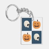 Skulls & Pumpkins Checks Sleutelhanger (Voorkant Links)