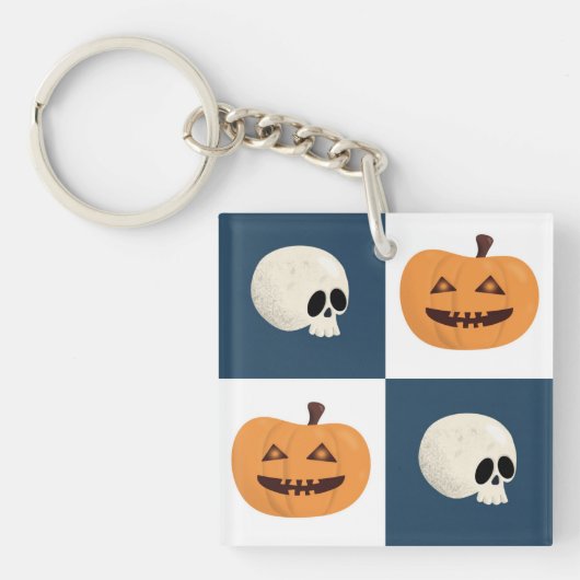 Skulls & Pumpkins Checks Sleutelhanger (Voorkant)