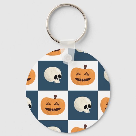 Skulls & Pumpkins Checks Sleutelhanger (Voorkant)