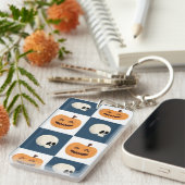 Skulls & Pumpkins Checks Sleutelhanger (Voorkant Rechts)