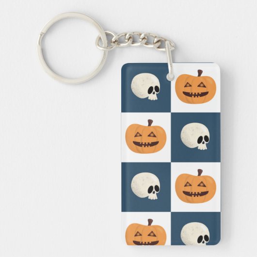 Skulls & Pumpkins Checks Sleutelhanger (Voorkant)