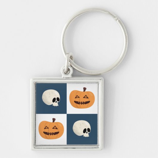 Skulls & Pumpkins Checks Sleutelhanger (Voorkant)