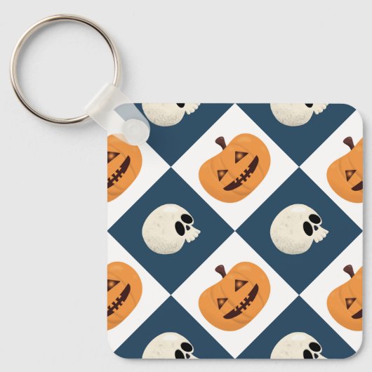 Skulls & Pumpkins Checks Sleutelhanger (Voorkant)