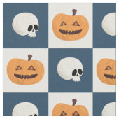 Skulls & Pumpkins Checks Stof (Close Up)