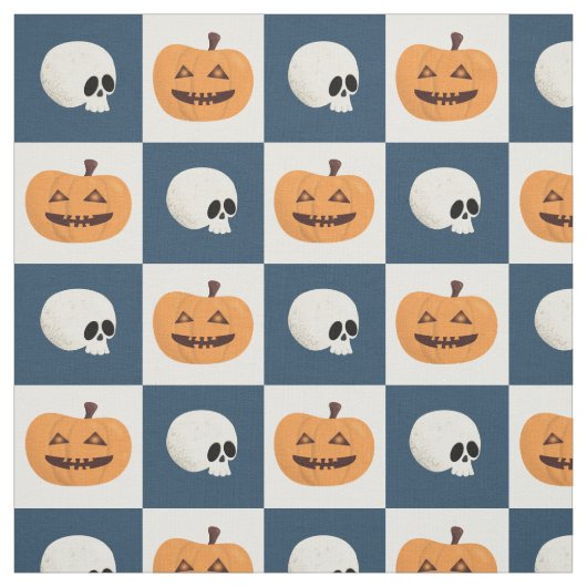 Skulls & Pumpkins Checks Stof (Swatch)