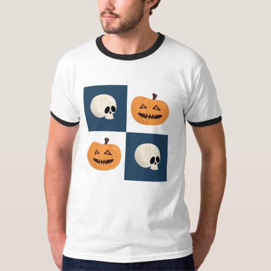 Skulls & Pumpkins Checks T-shirt (Voorkant)
