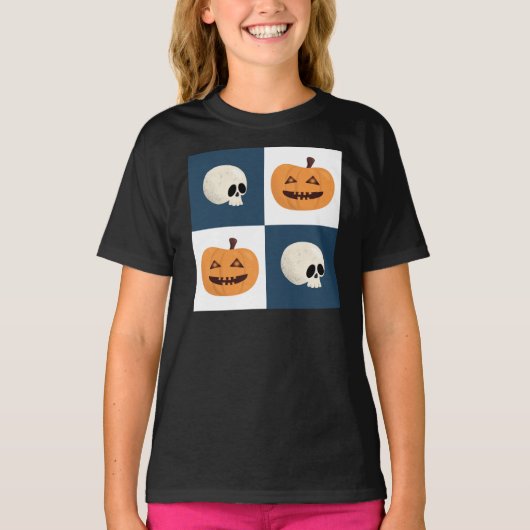 Skulls & Pumpkins Checks T-shirt (Voorkant)