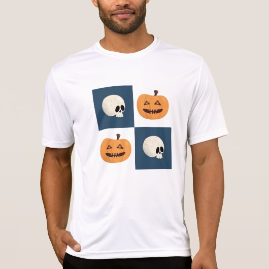 Skulls & Pumpkins Checks T-shirt (Voorkant)