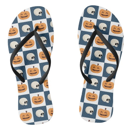 Skulls & Pumpkins Checks Teenslippers (Voetbed)