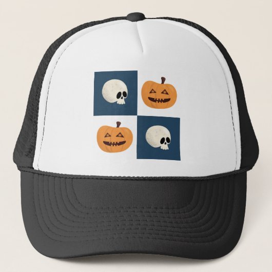 Skulls & Pumpkins Checks Trucker Pet (Voorkant)
