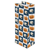 Skulls & Pumpkins Checks Wijn Cadeautas (Achterkant Gekanteld)