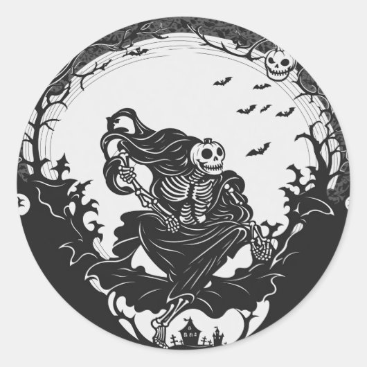 Skulls & Pumpkins: het perfecte Halloween-duo Ronde Sticker (Voorkant)