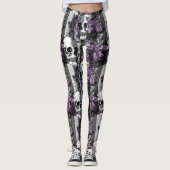 Skulls & Purple Flowers Leggings (Voorkant)