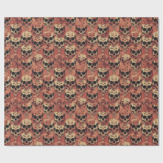 Skulls Red Halloween Cadeaupapier (Vlak)