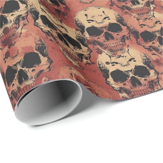 Skulls Red Halloween Cadeaupapier (Rol Hoek)