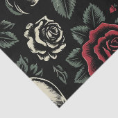 Skulls & Red Roses Gotische bloemen Tissuepapier (Detail)