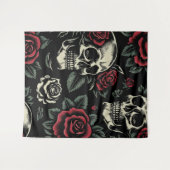 Skulls & Red Roses Gotische bloemmotieven  Wandkleed (Voorkant (horizontaal))
